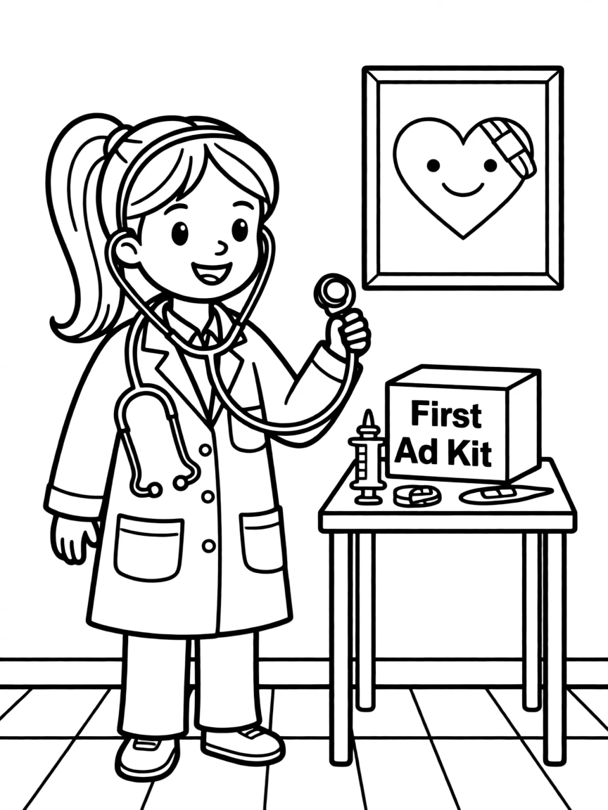 A child pretending to be a doctor.