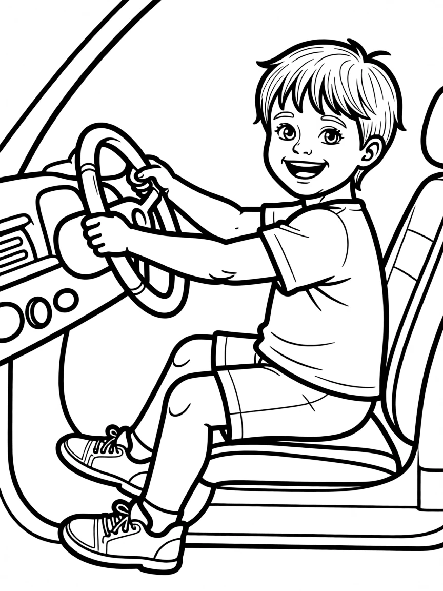 A child pretending to be a driver.