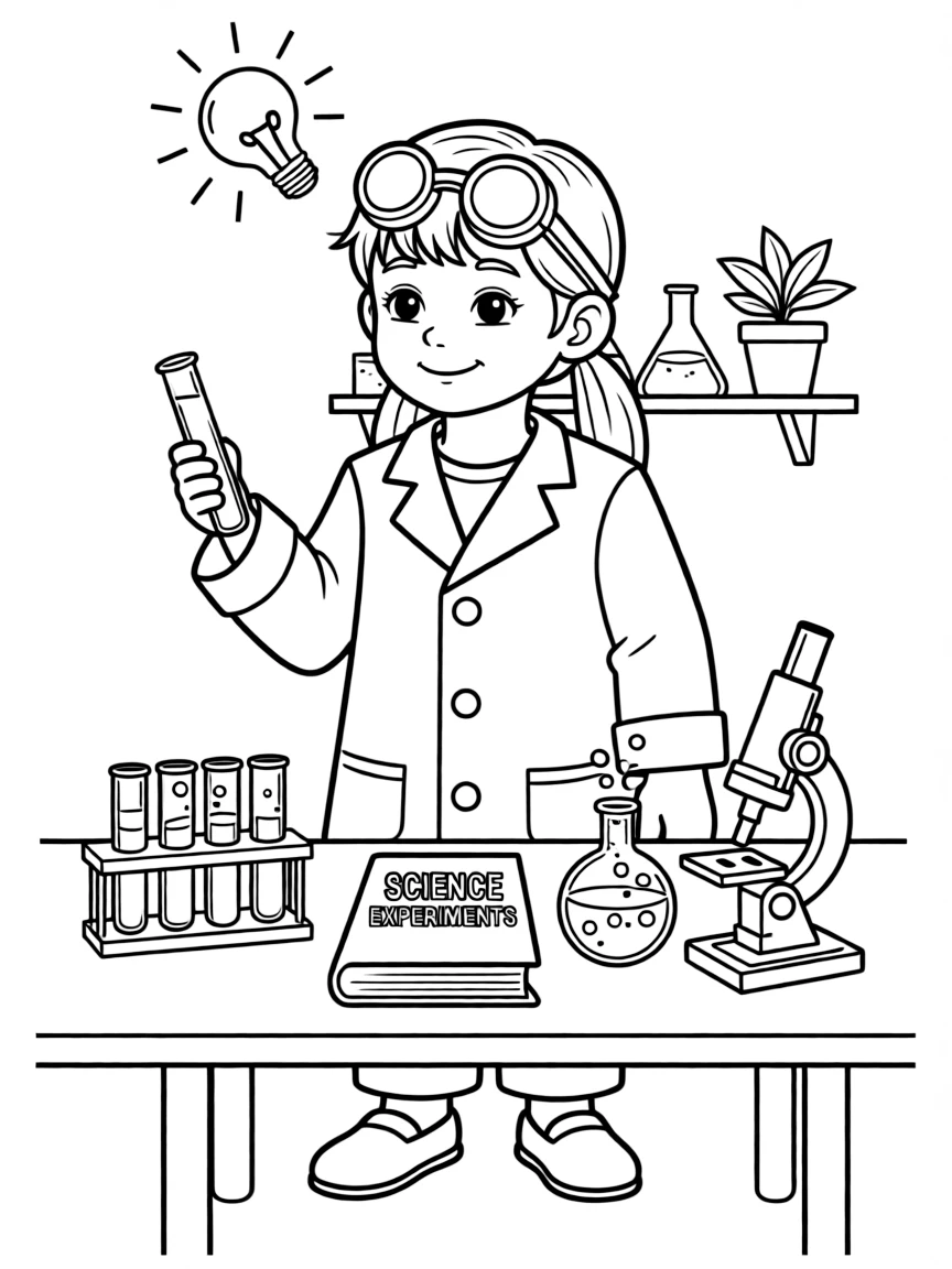A child pretending to be a scientist.