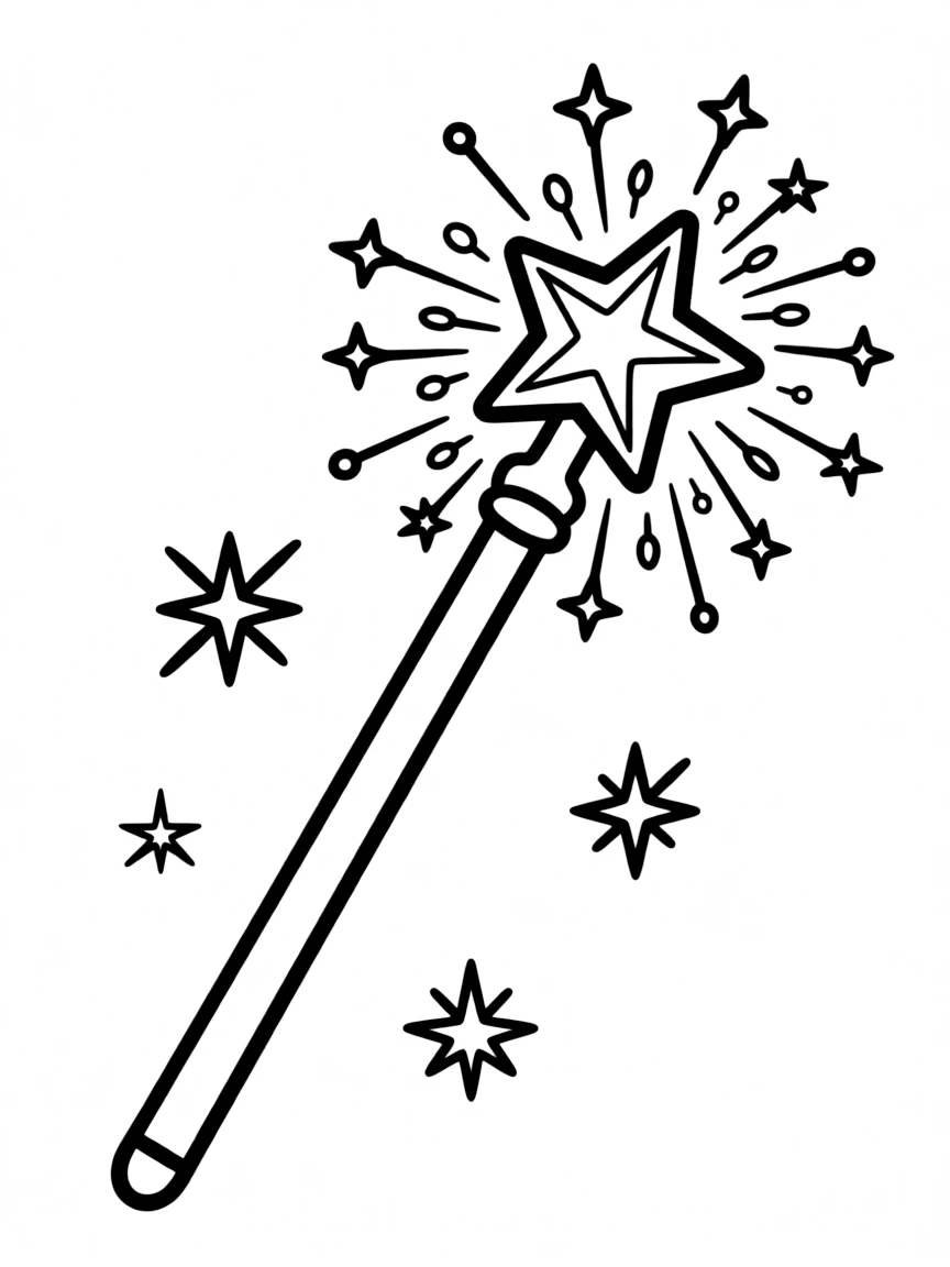 A magical wand sparkling.