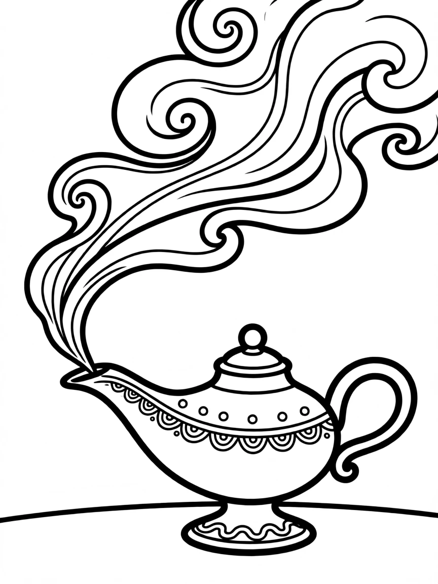 A magic lamp smoking.