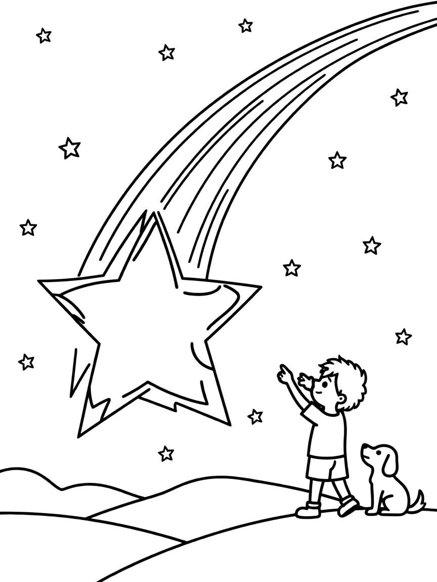 A star falling across the sky.