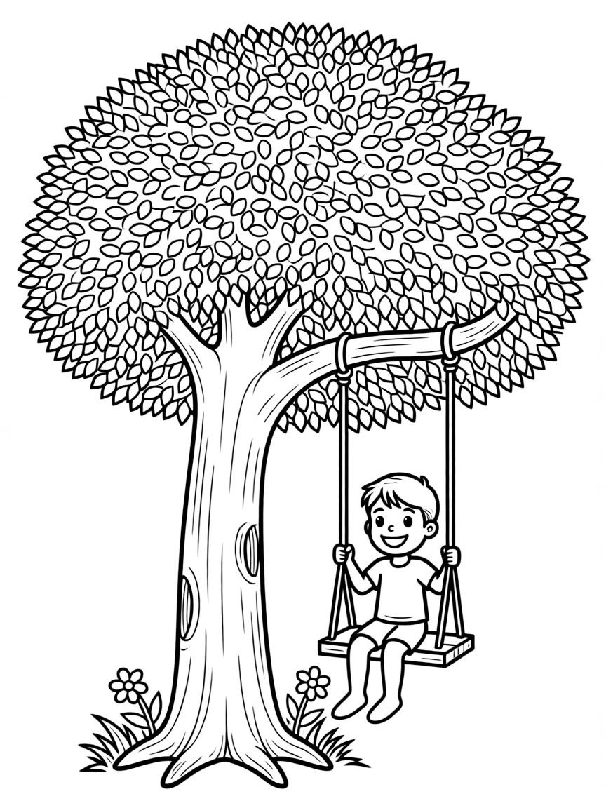 A tall tree with swing.