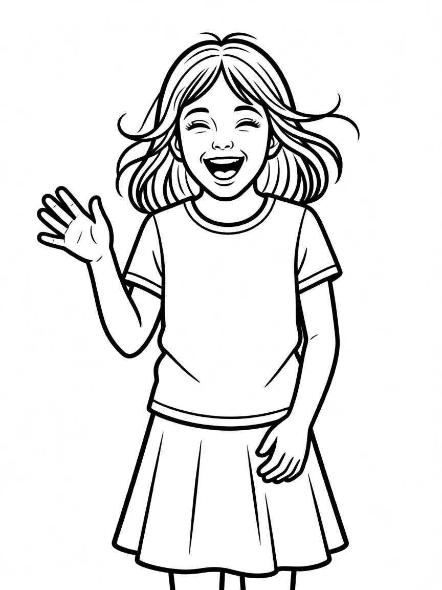 A laughing girl.