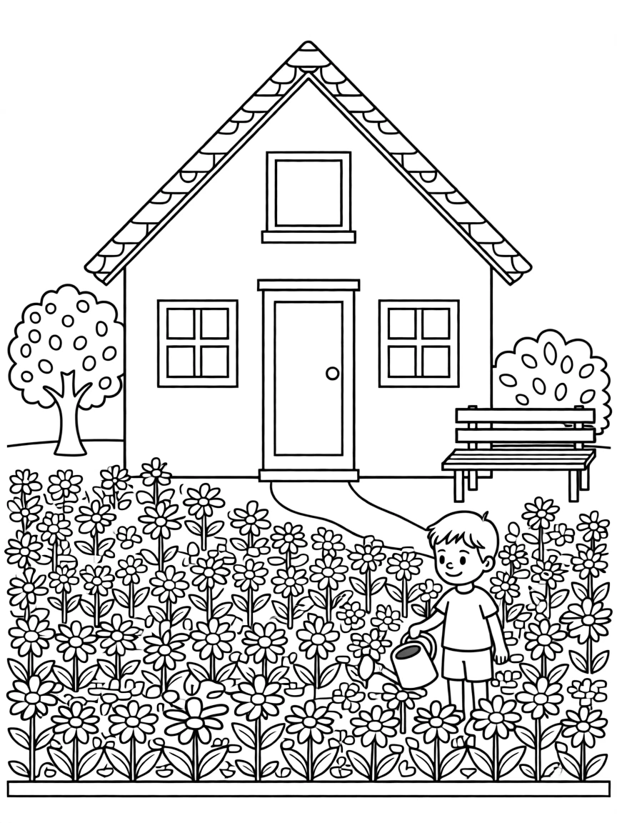 A small house with a big garden.