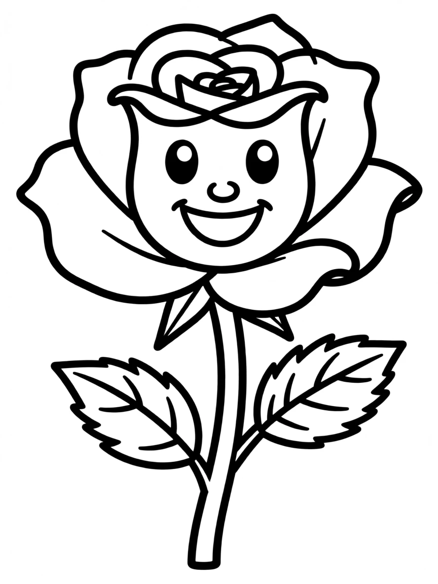 A blooming rose with a happy face.