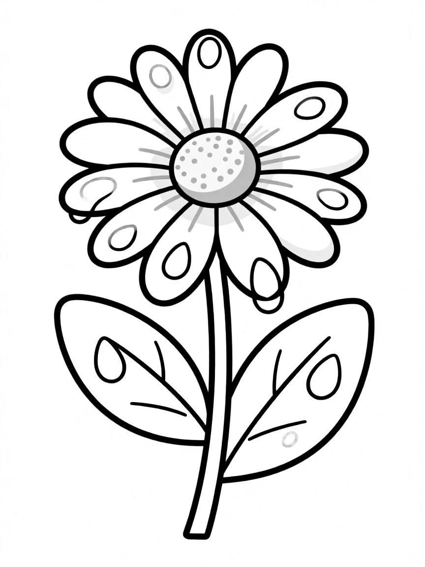 A small daisy with dew drops.