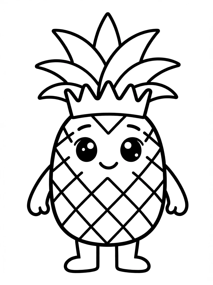 A sweet pineapple with a crown.