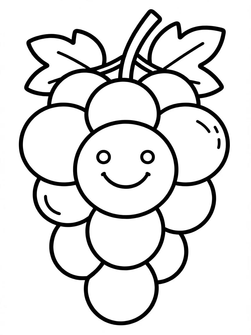 A plump grape bunch with a smile.