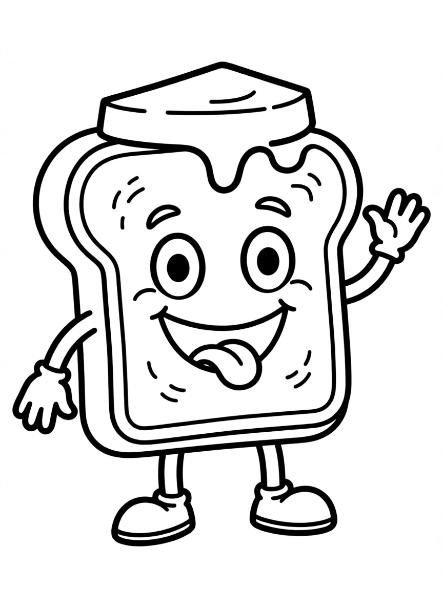 A happy piece of toast with butter.