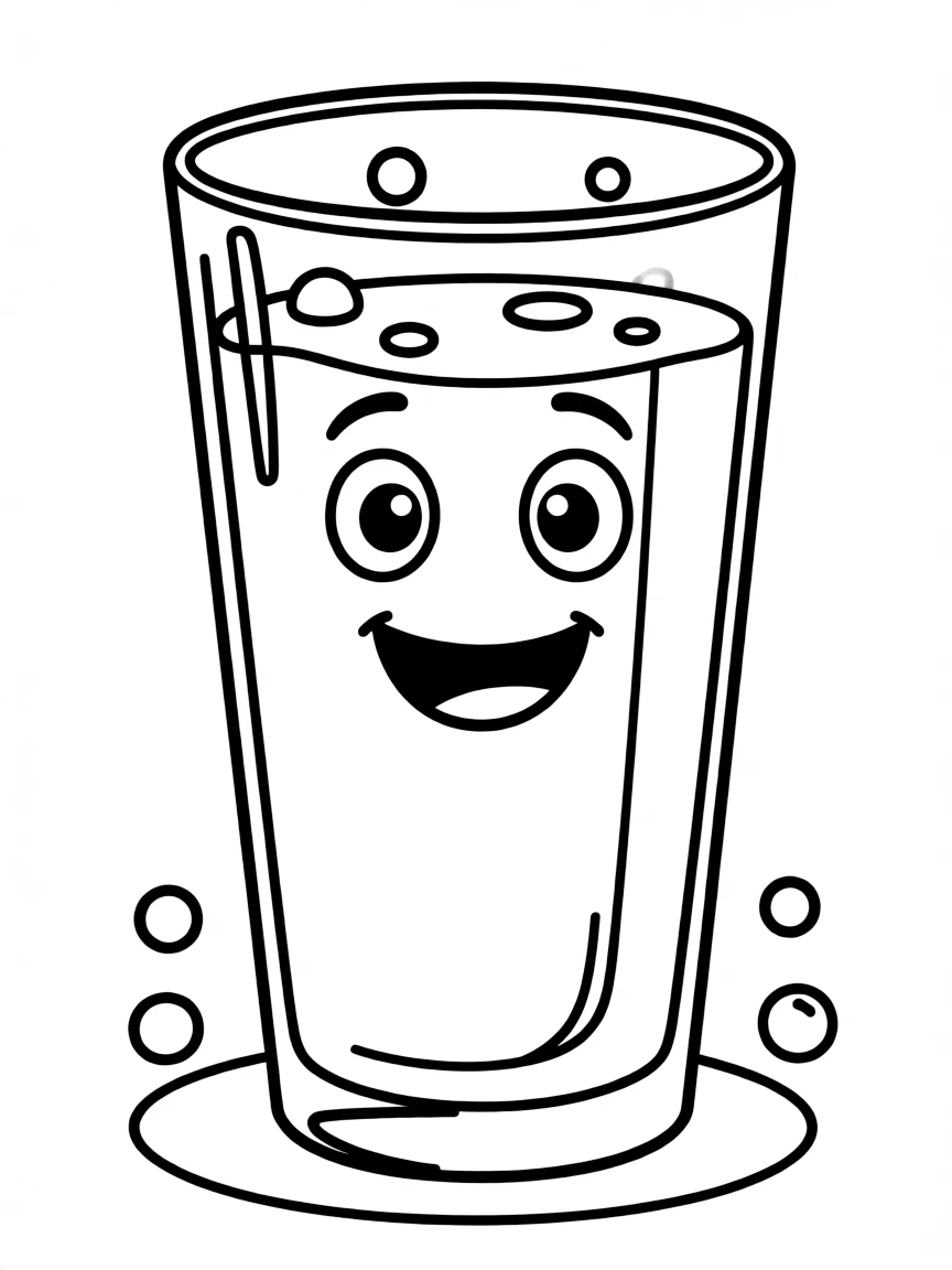 A cheerful glass of milk with bubbles.