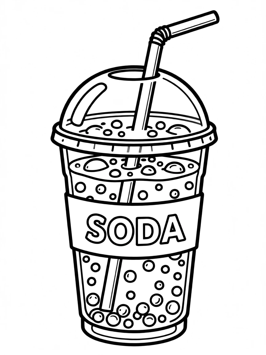 A bubbling soda with a straw.