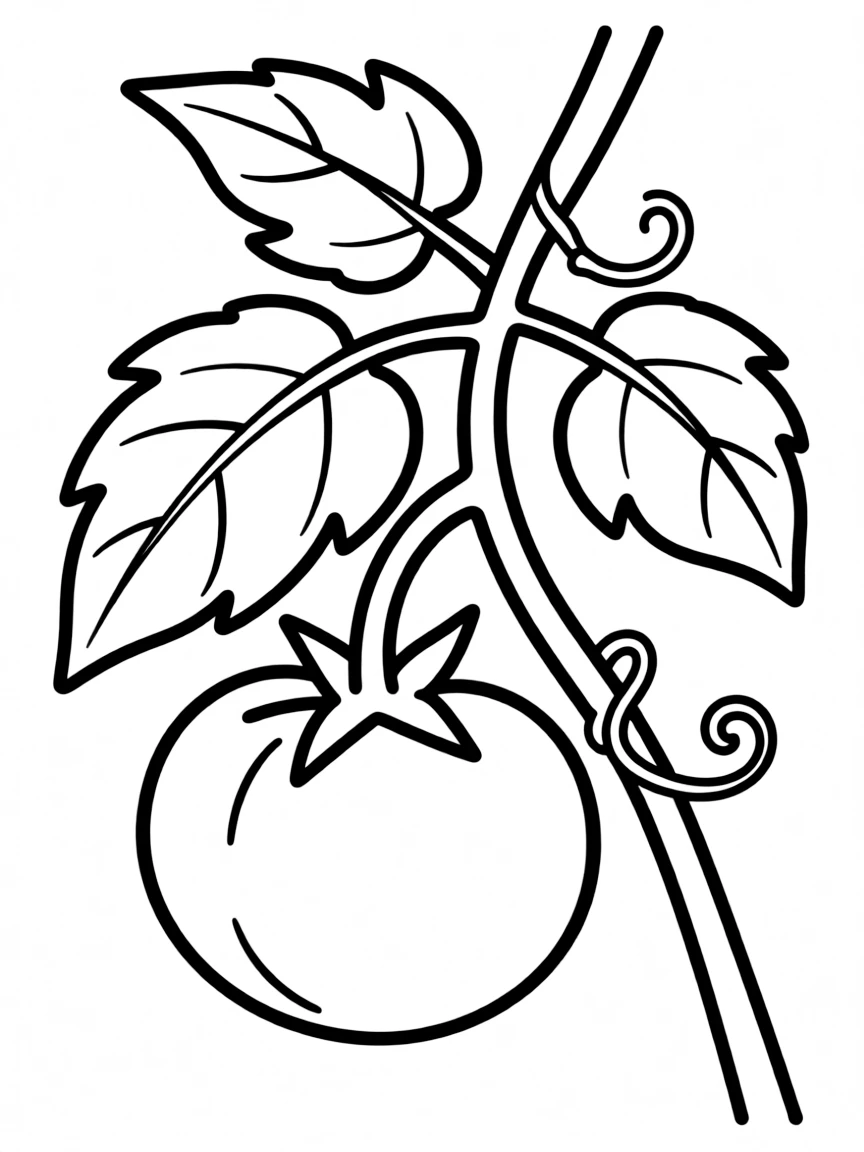 A red tomato on a vine.