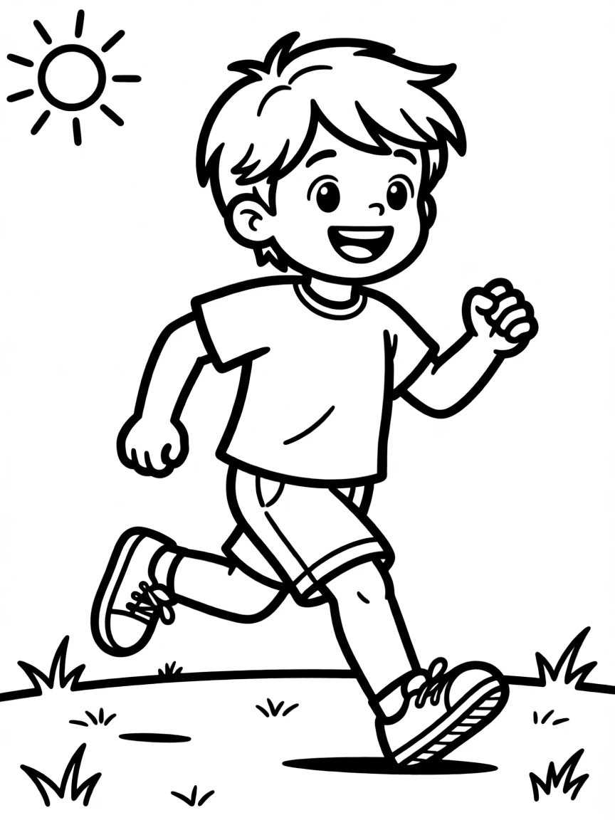A happy child running.