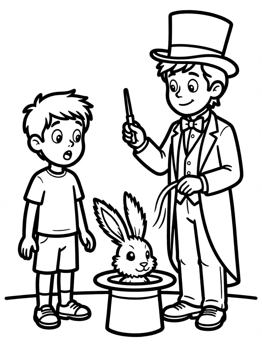 A surprised child seeing a magic trick.