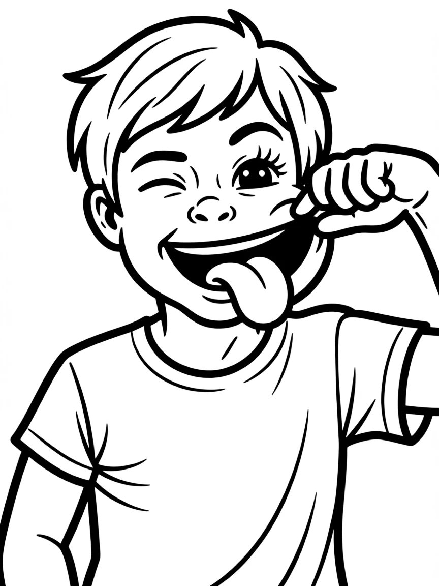 A silly child making a funny face.
