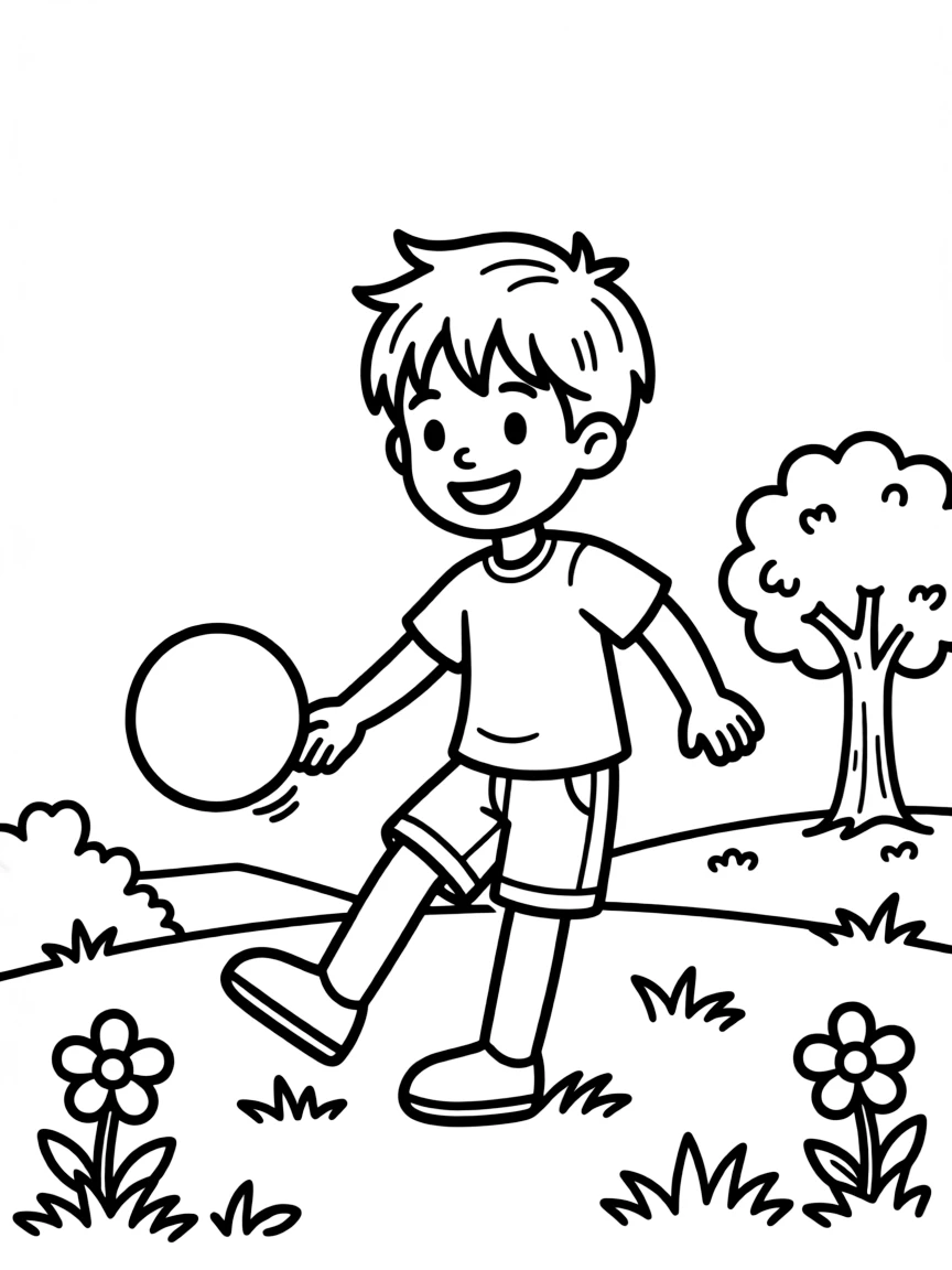 A smiling boy playing.
