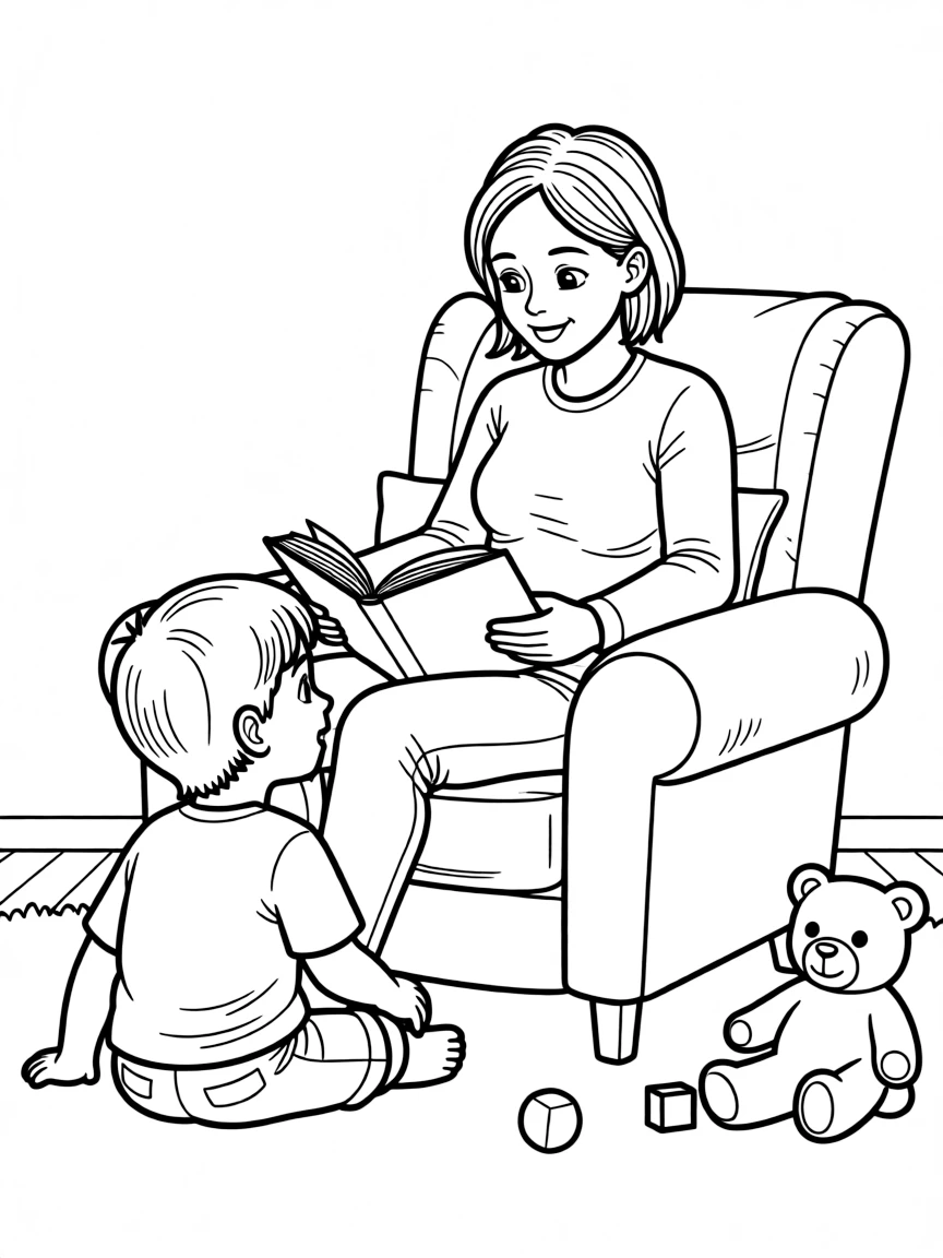 A caring parent reading a story.