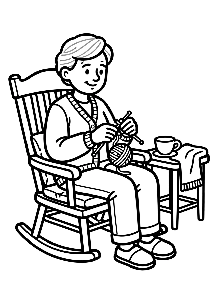 A wise grandparent knitting.