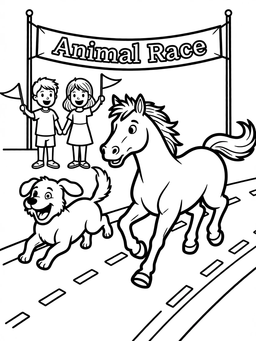 A running animal racing.