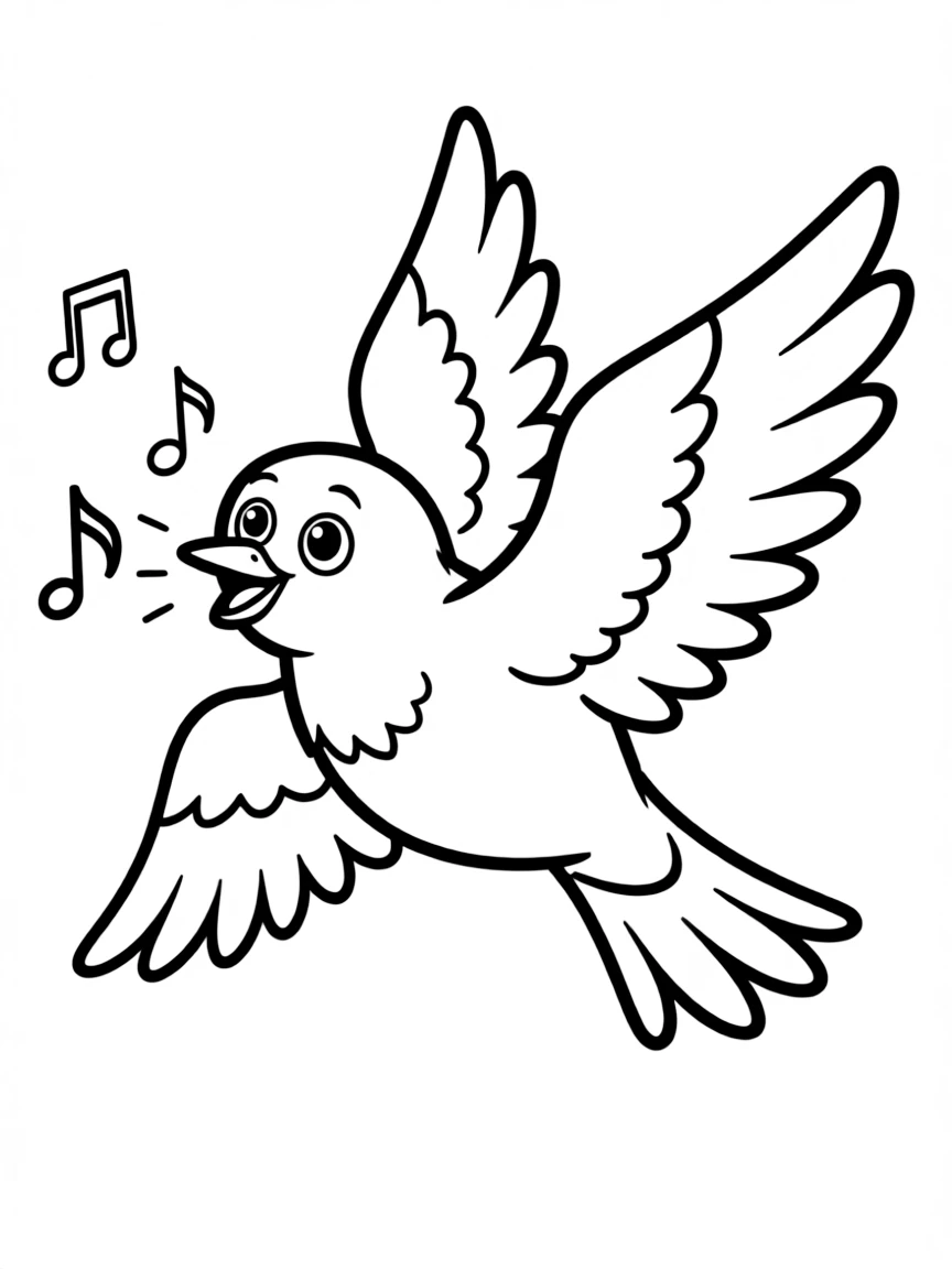 A flying bird chirping.