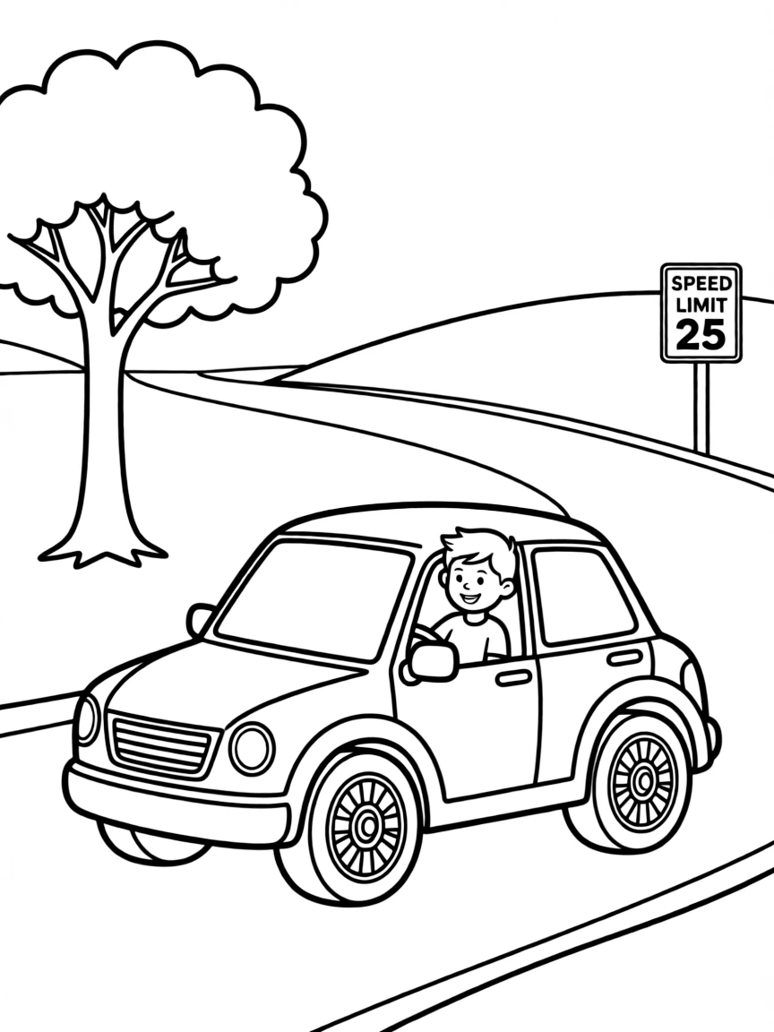 A moving vehicle traveling.