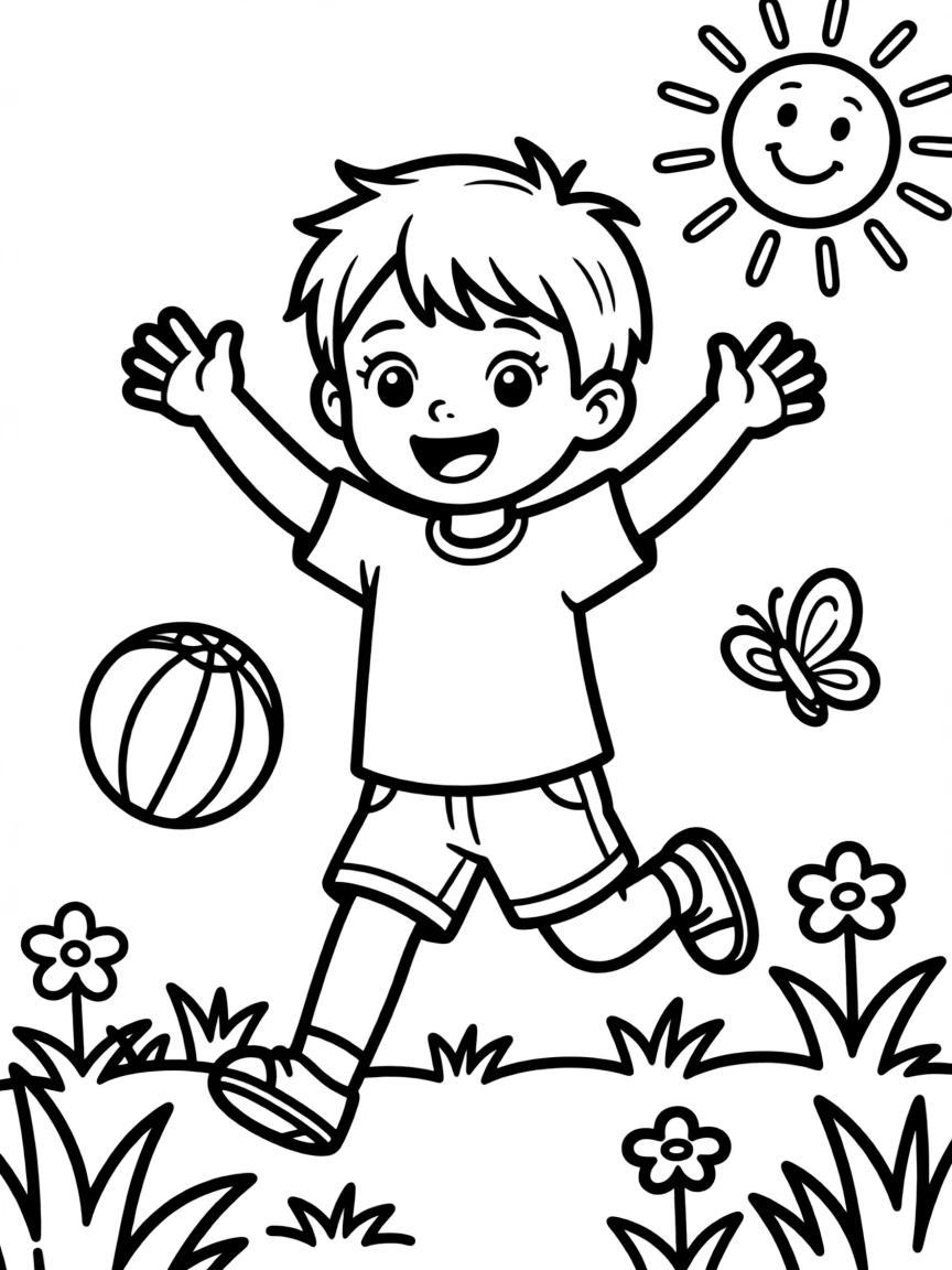 A playing child having fun.