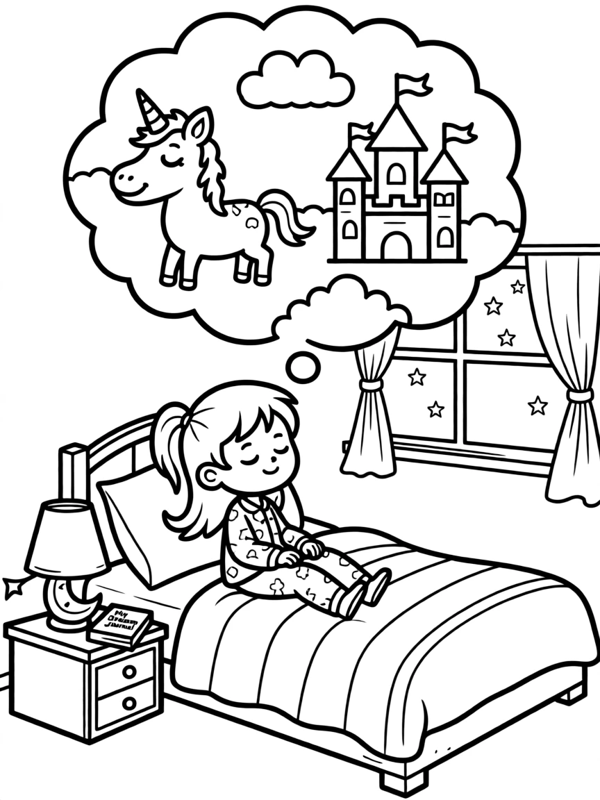 A dreaming child imagining.