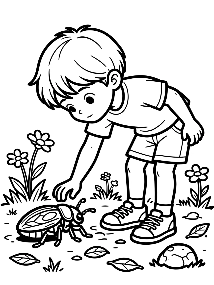 A exploring child discovering.