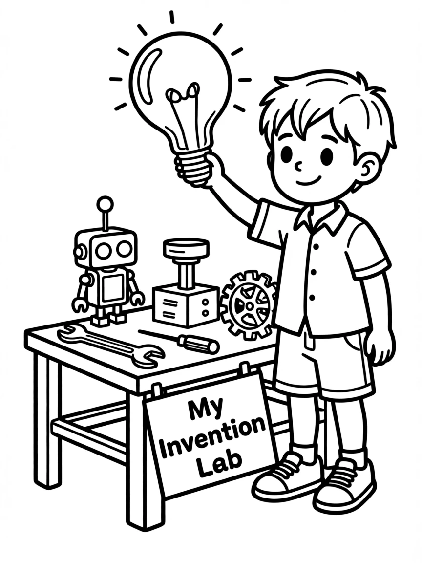 A creating child inventing.