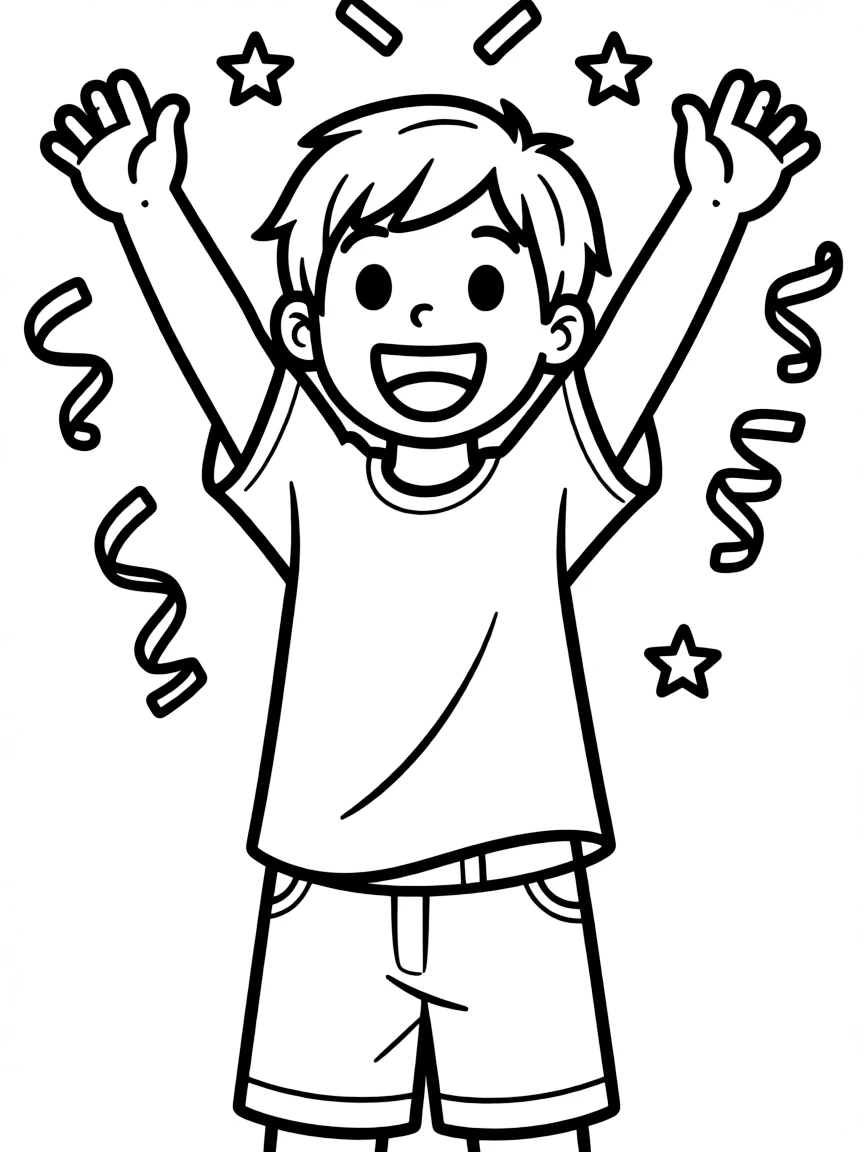 A celebrating child cheering.