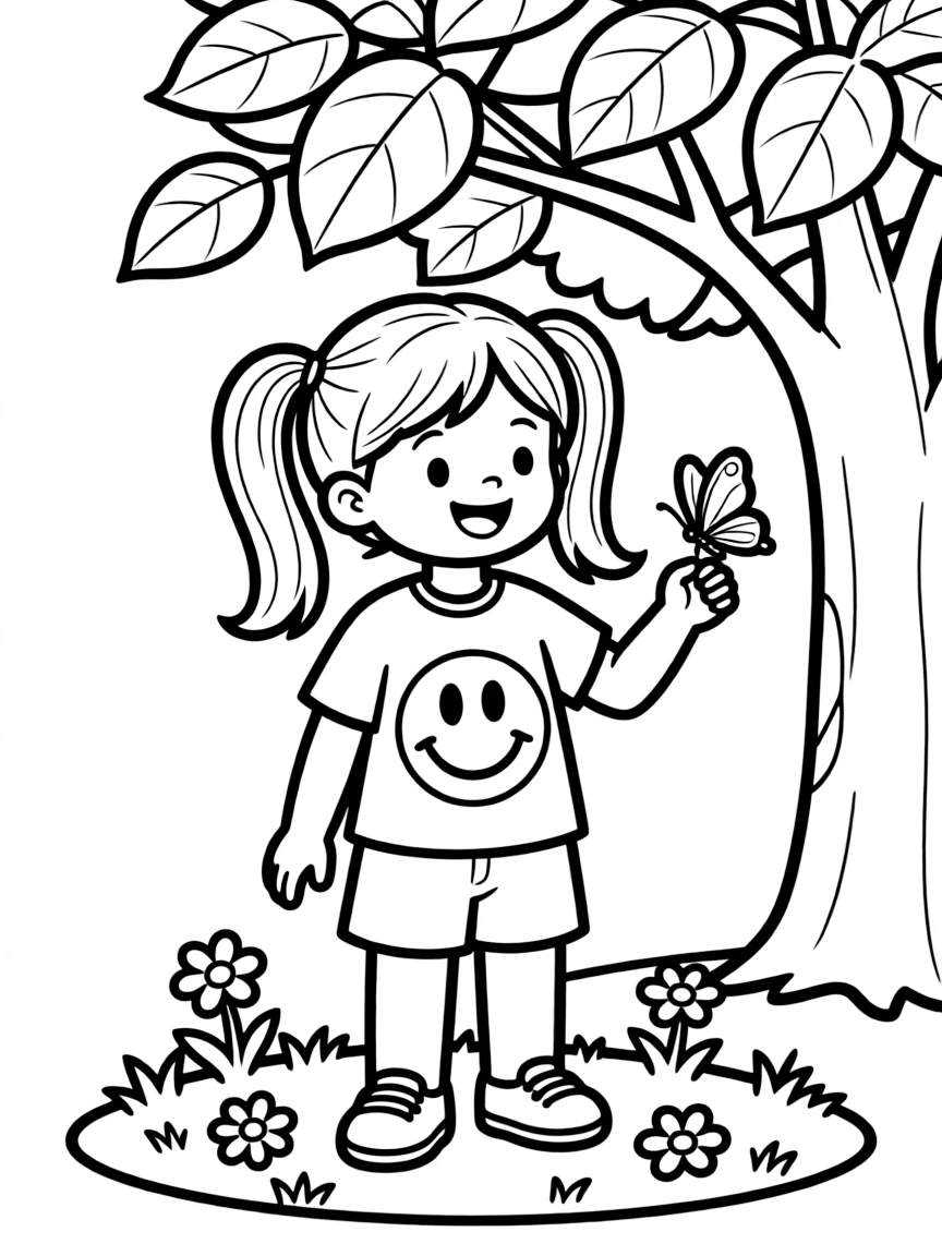 (clothing) A plain t-shirt with a smiley face design