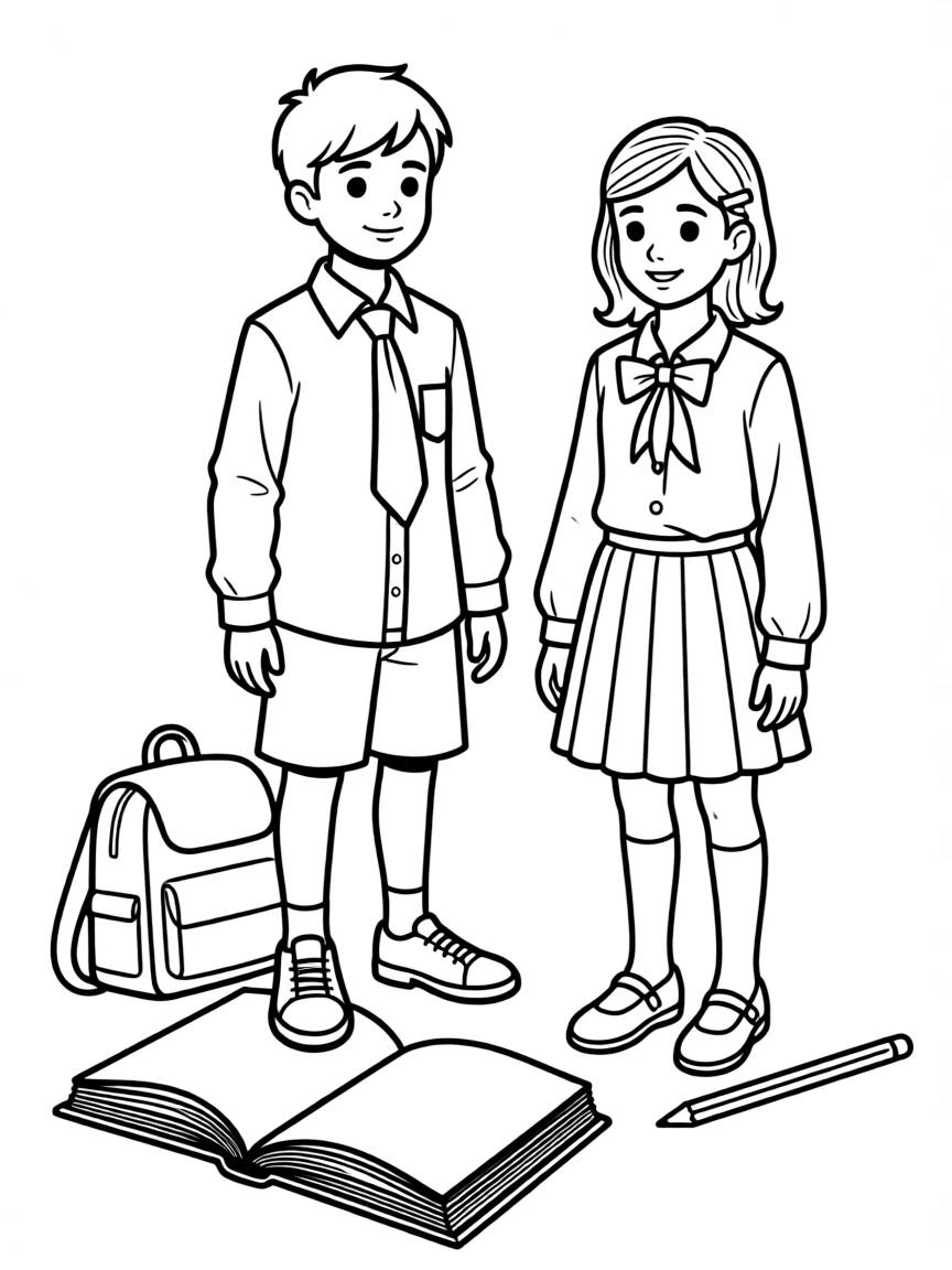 (clothing) A school uniform with a necktie