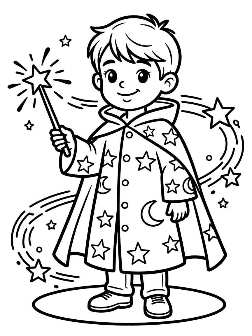 (clothing) A magician’s coat with stars and moons