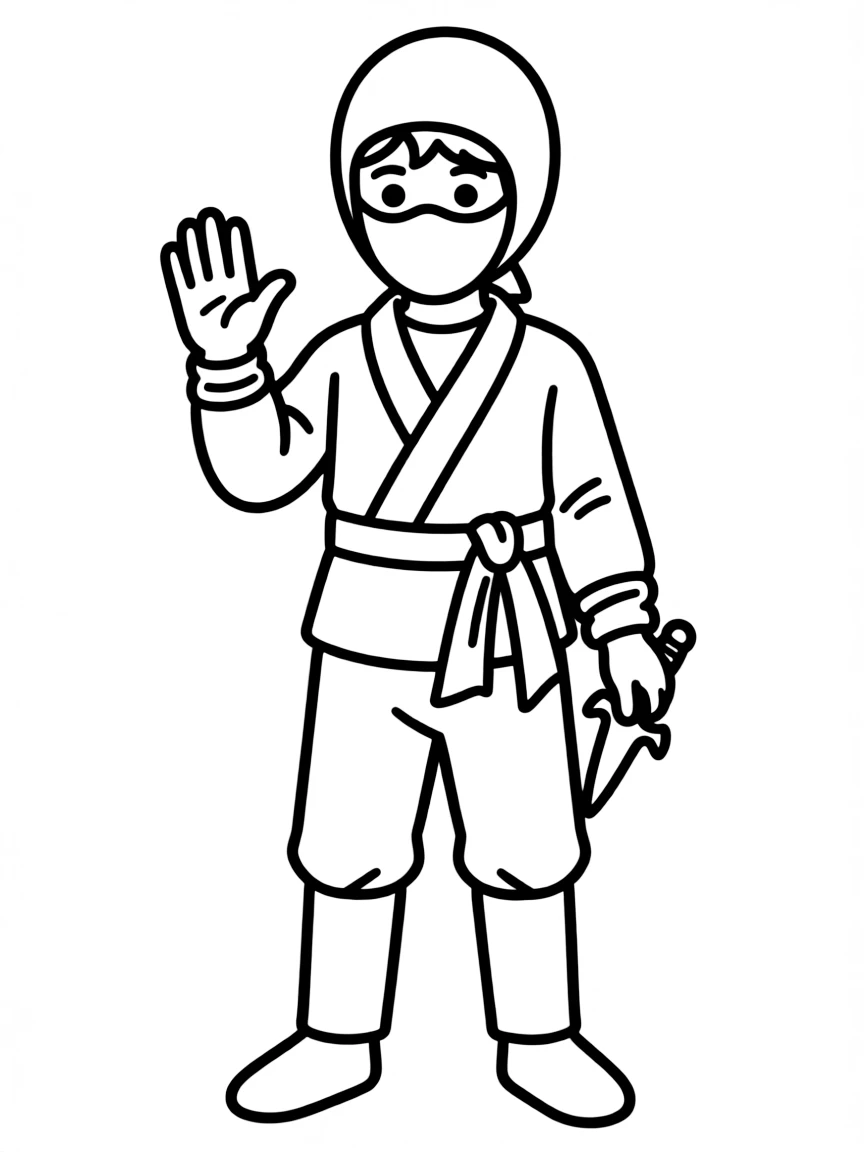 (clothing) A ninja outfit with a mask