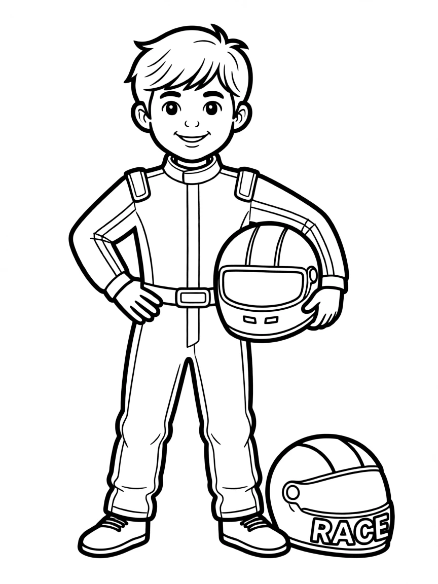 (clothing) A racing suit with a helmet