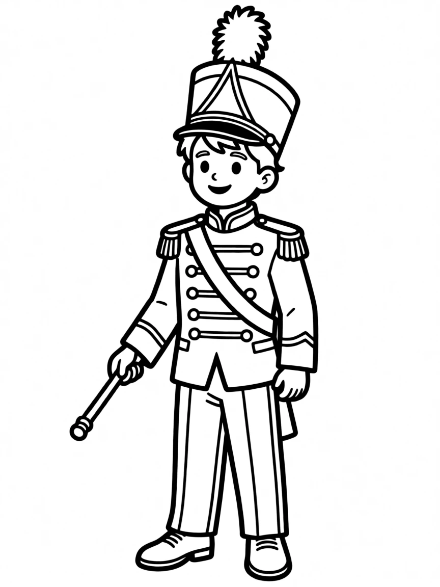(clothing) A marching band uniform with a hat