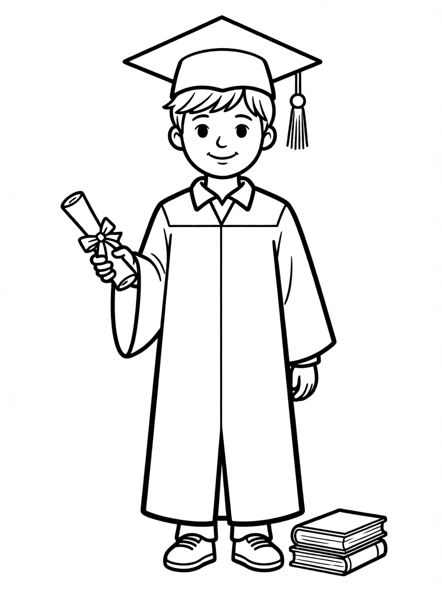(clothing) A graduation gown and cap