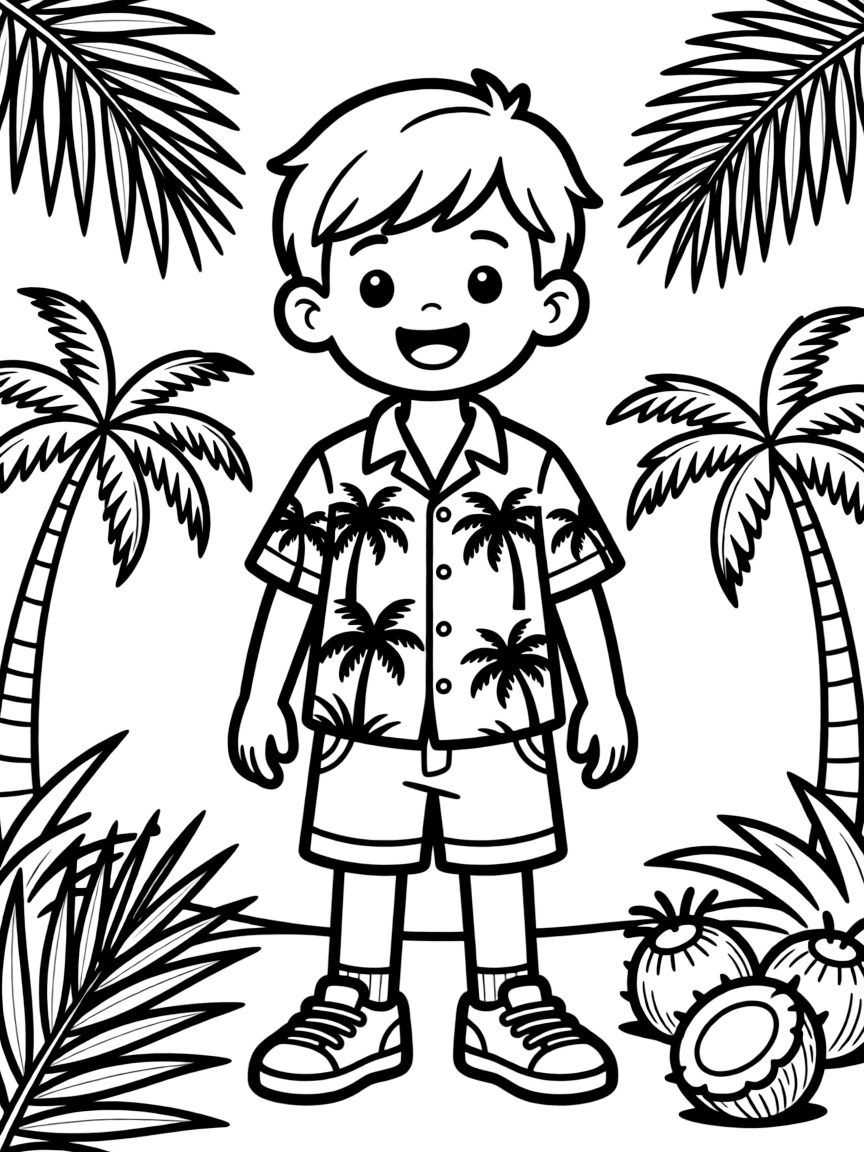 (clothing) A Hawaiian shirt with palm tree designs