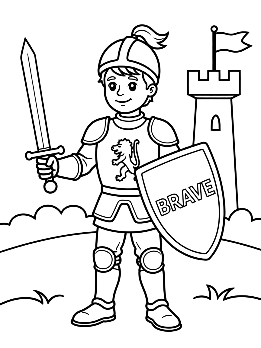 (clothing) A medieval knight's armor outfit