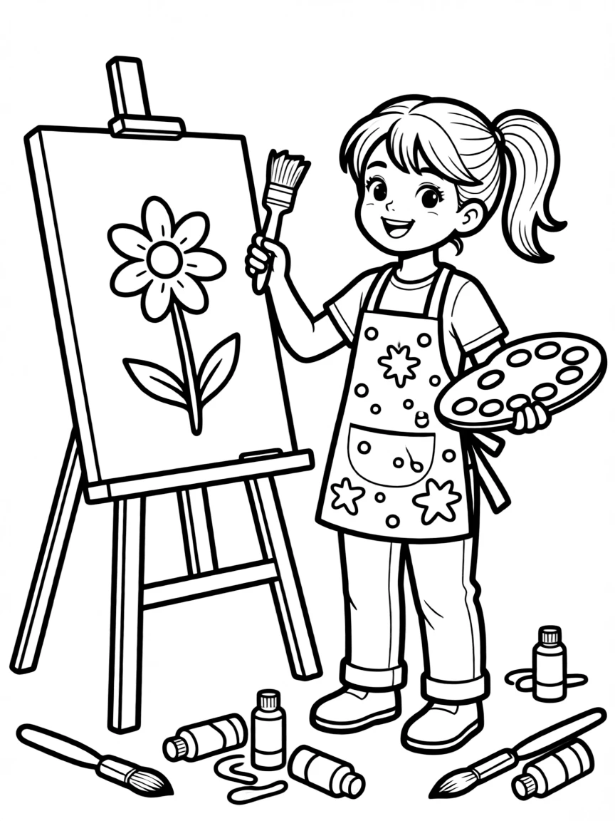 (clothing) A child’s apron with paint splashes