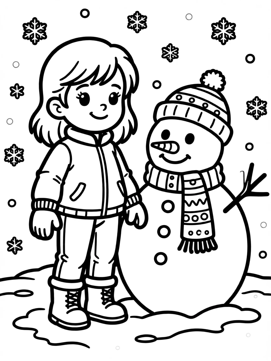 (clothing) A snowman scarf and hat