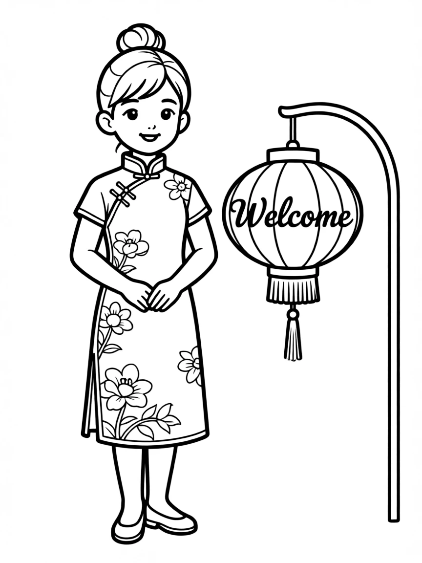 (clothing) A traditional Chinese dress (qipao)