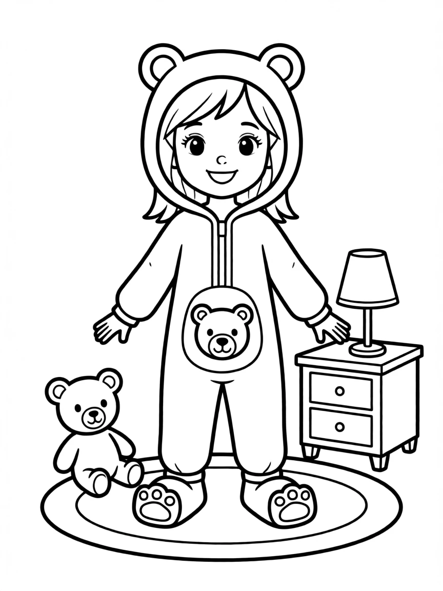 (clothing) A bear onesie pajama