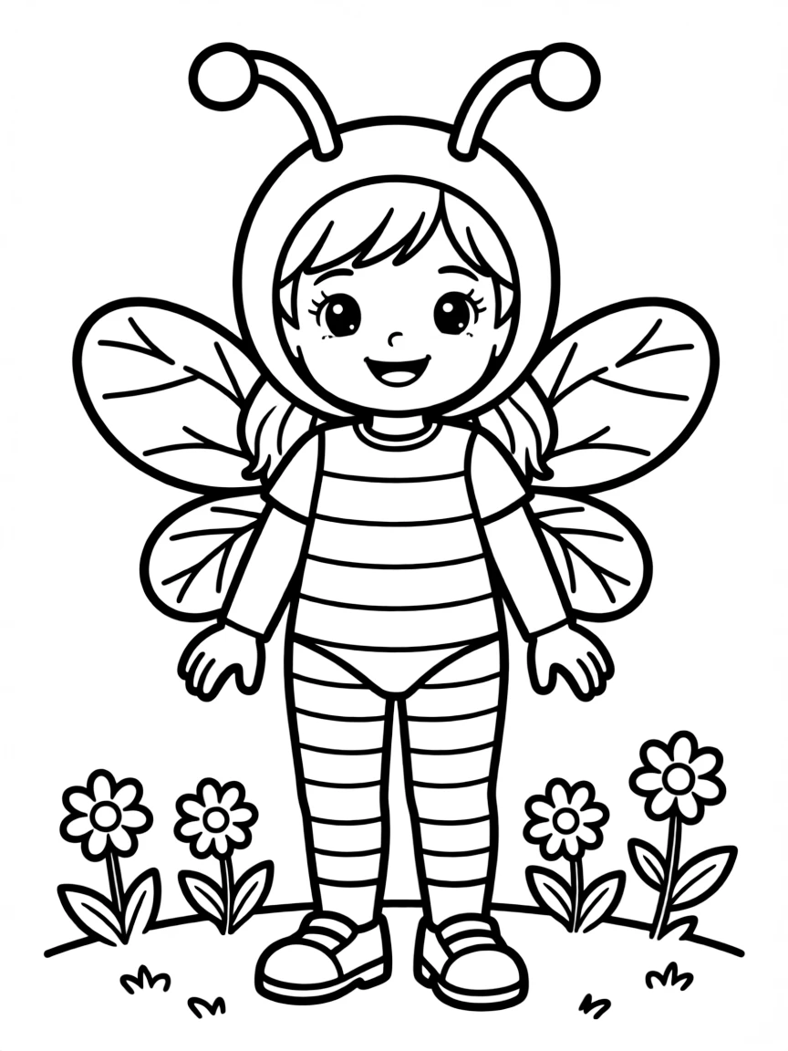 (clothing) A bee costume with wings and antennae