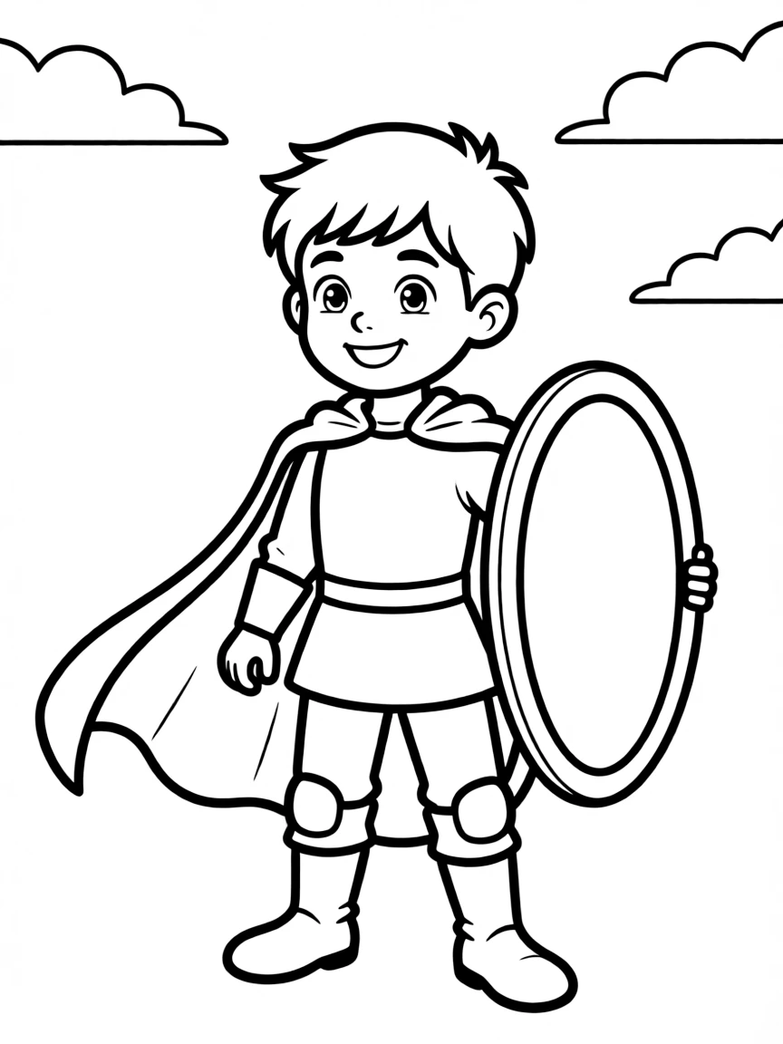 (clothing) A knight’s cape and shield