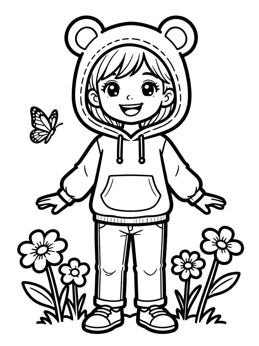 (clothing) A bear-ears hoodie