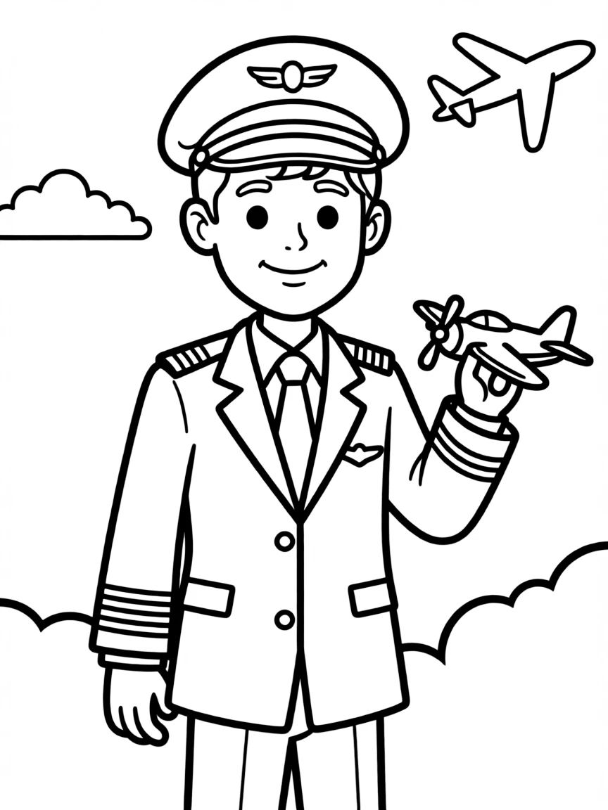(clothing) A pilot’s uniform with a hat