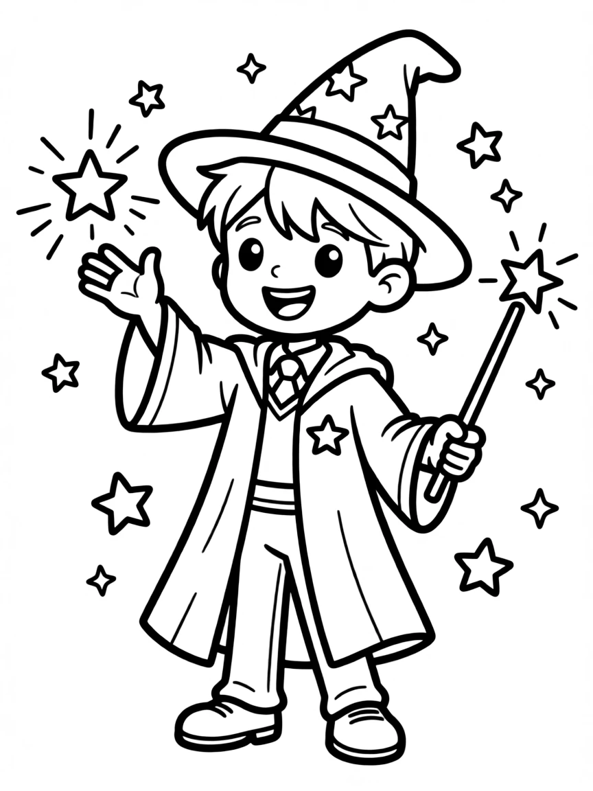 (clothing) A wizard robe and pointed hat