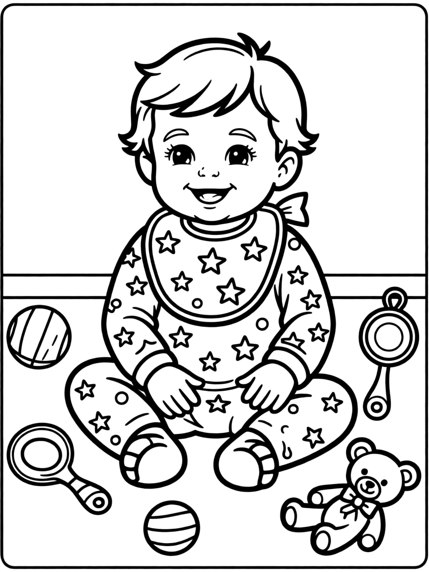 (clothing) A baby bib and onesie